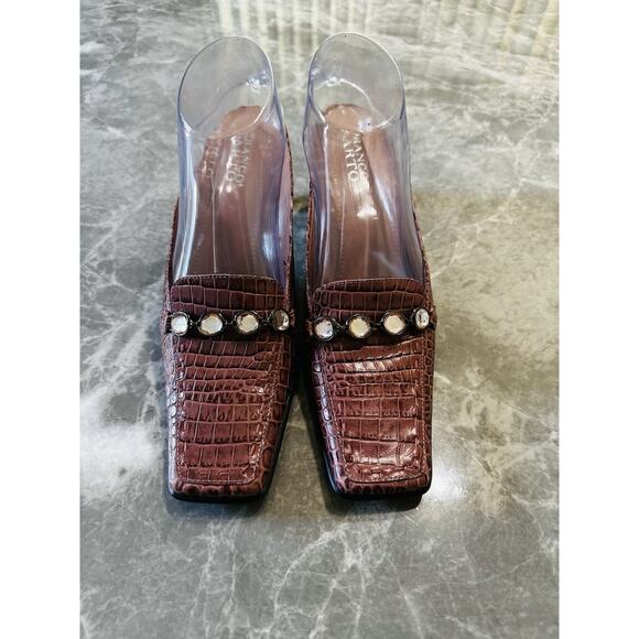 Franco Sarto Women's Brown Square Toe Embellished Mules Size 8.5 - Picture 6 of 6